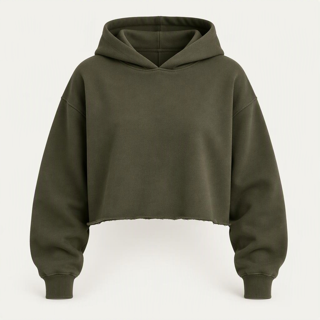 Cropped Hoodie „Shadow Olive“