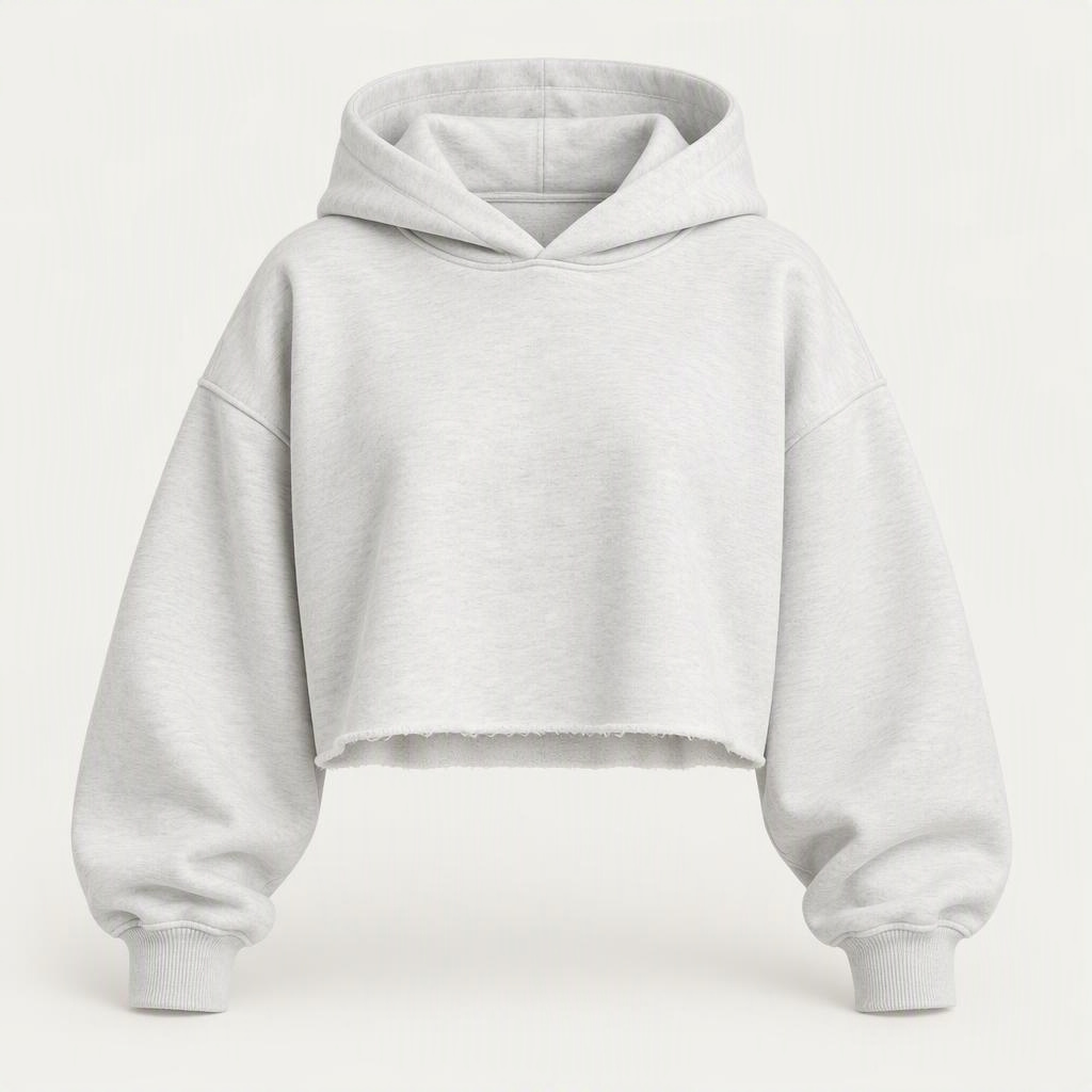 Cropped Hoodie „Glacier White“