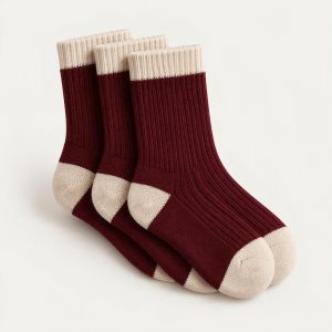 Crew Socks 3er-Pack „Burgundy Cream“