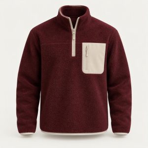 Half-Zip Fleece „Burgundy Cream“