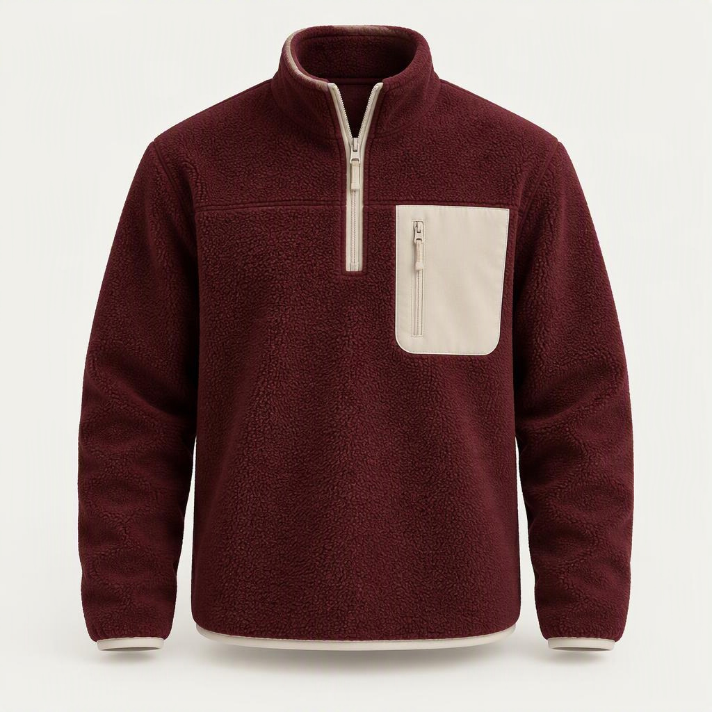 Half-Zip Fleece „Burgundy Cream“