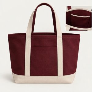 Tote Canvas „Burgundy Cream“