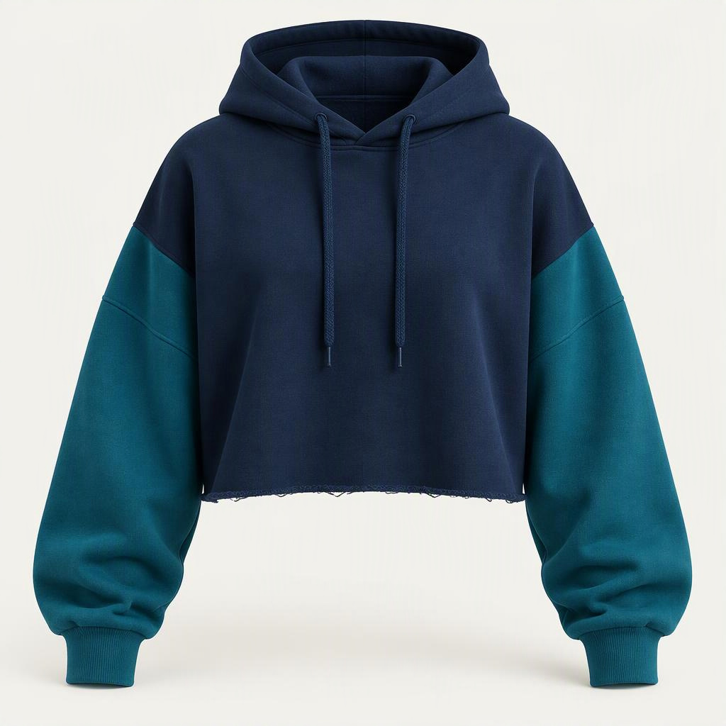 Cropped Hoodie „Midnight Teal“