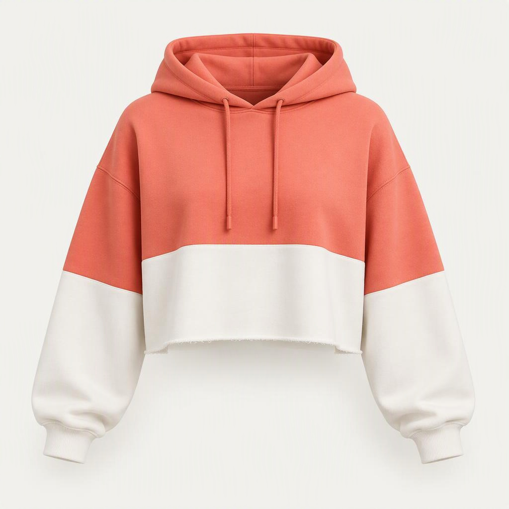Cropped Hoodie „Coral Pop“