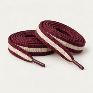 Schnürsenkel flach „Burgundy Cream“