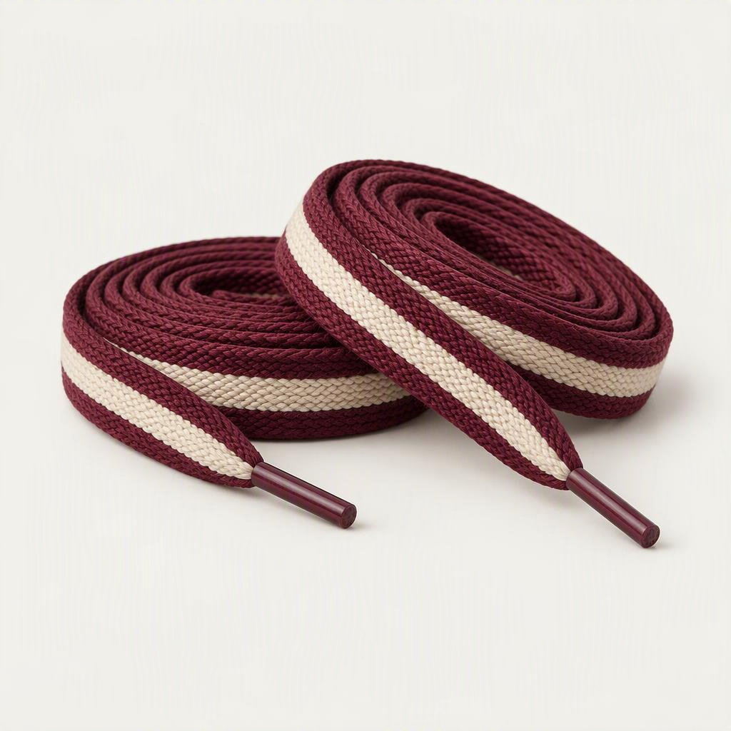 Schnürsenkel flach „Burgundy Cream“