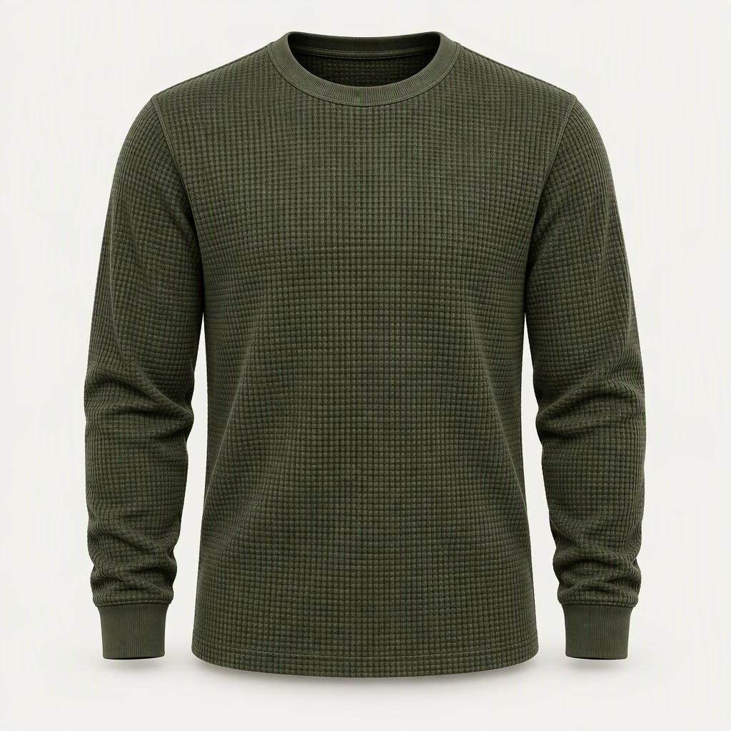 Longsleeve Waffle „Olive Night“