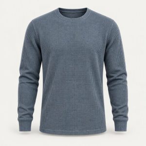 Longsleeve Waffle „Steel Blue“