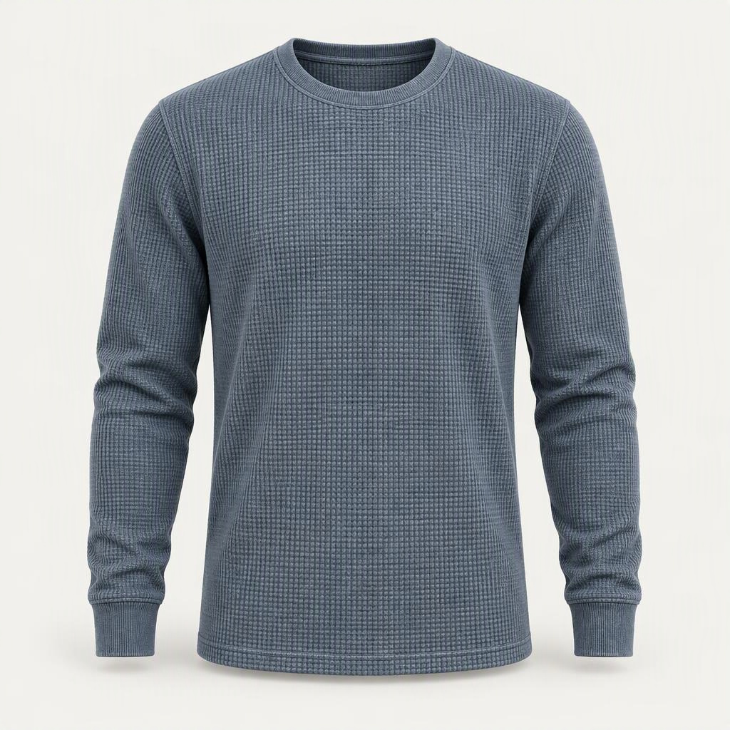 Longsleeve Waffle „Steel Blue“
