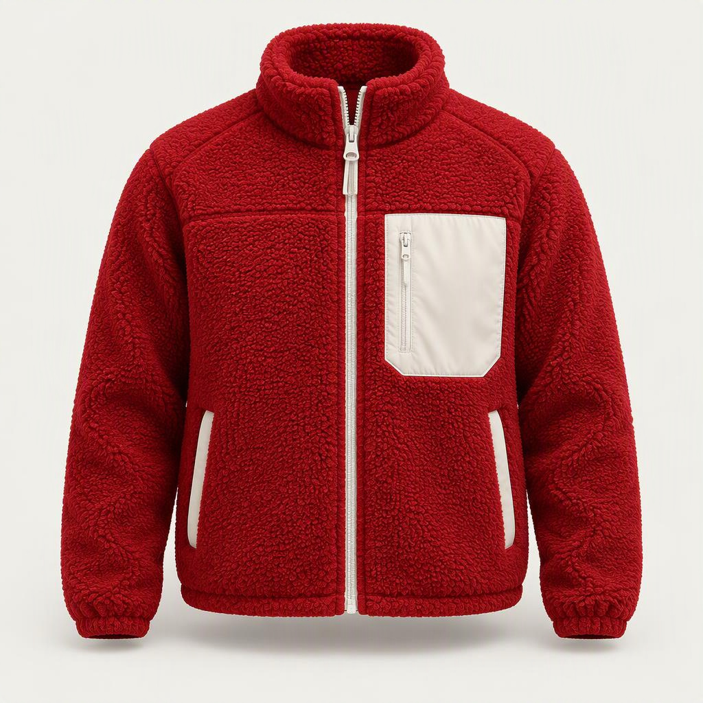 Sherpa Fleece Jacket „Cherry Red“