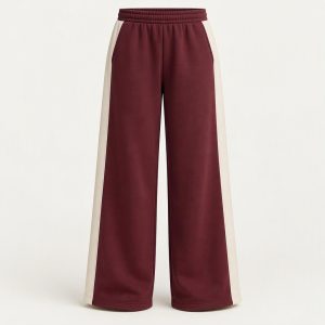 Wide Leg Sweatpant „Burgundy Cream“