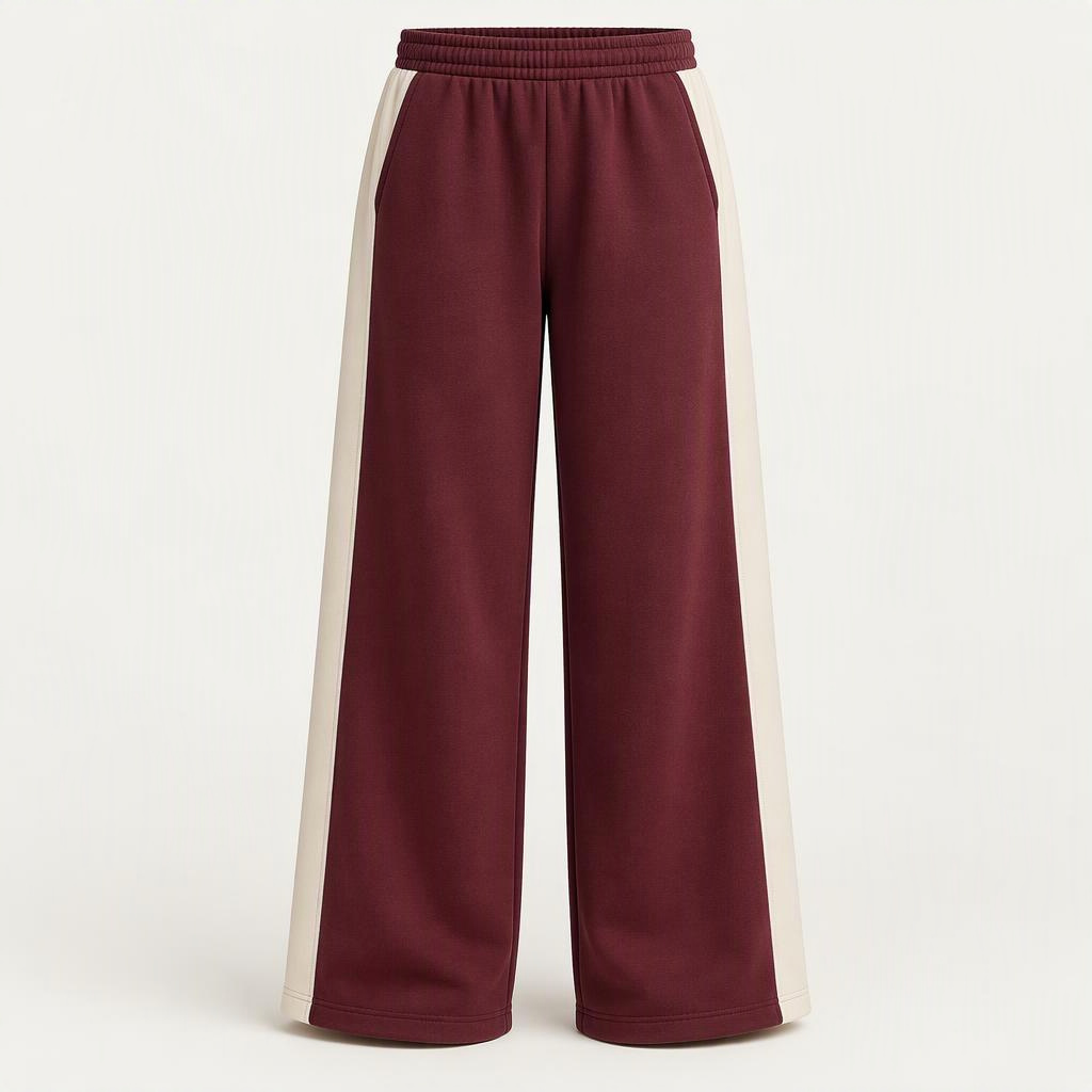 Wide Leg Sweatpant „Burgundy Cream“