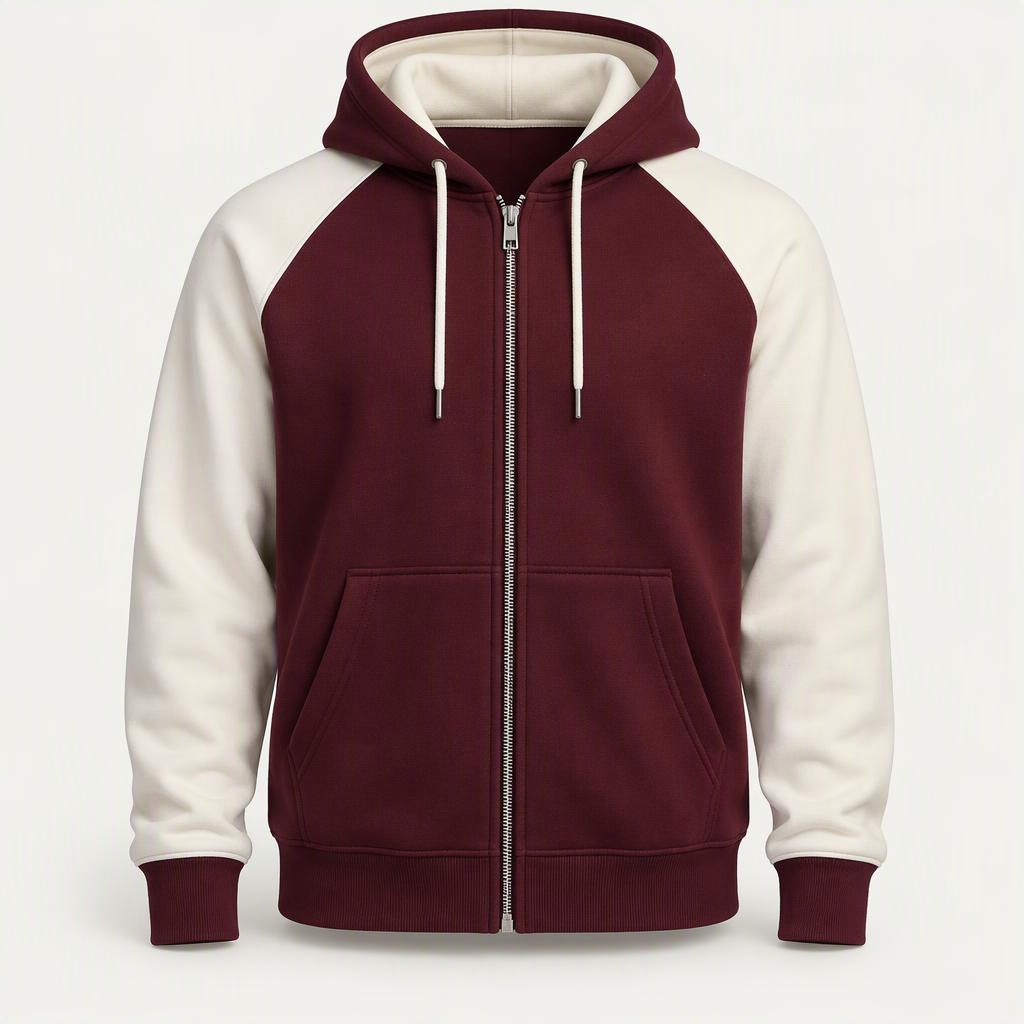 Zip Hoodie „Burgundy Cream“