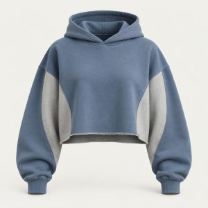 Cropped Hoodie „Steel Blue“