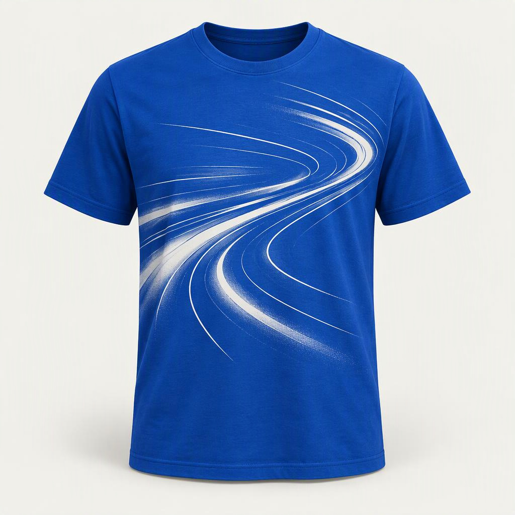 Graphic Motion Tee „Cobalt Rush“