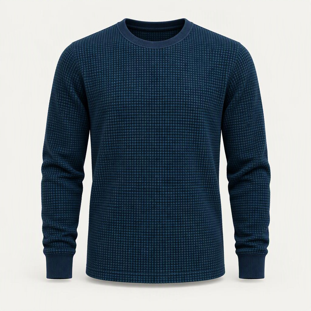 Longsleeve Waffle „Midnight Teal“